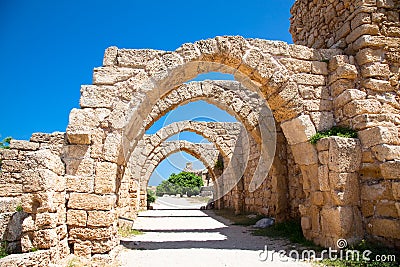 Ruins of antique Caesarea. Israel. Stock Photo