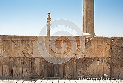 Ruins of Apadana and Tachara Palace in perspolis Stock Photo