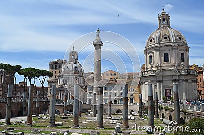 Ruins around Trajan Market. Stock Photo