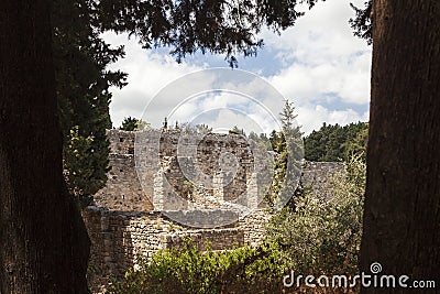 Ruins of asclepeion in kos, greece. Ancient greek temple dedicated to Asclepius Stock Photo