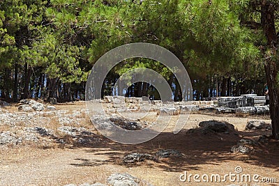Ruins of asclepeion in kos, greece. Ancient greek temple dedicated to Asclepius Stock Photo