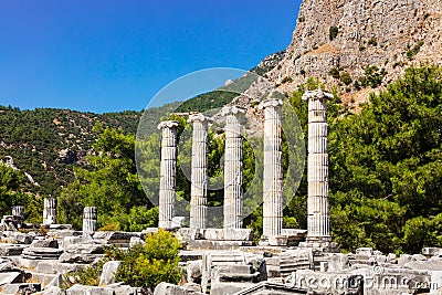 The Athena Temple in Priene, Turkey. Stock Photo