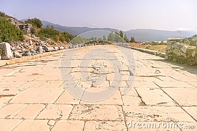 Ruins of avenue ot main street in ancient Xanthos town, Turkey Stock Photo