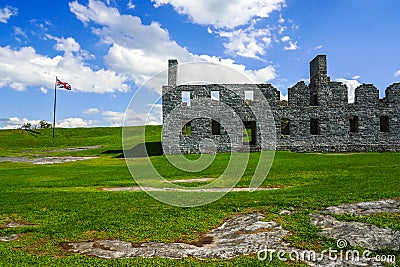 Ruins of the barracks at Fort Crown Point, Upstate NY Stock Photo