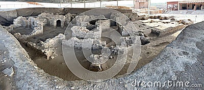 The ruins of bathhouse at the the gosth town of Otrar, the ancient city along the Silk Road in Southern Kazakhstan Editorial Stock Photo