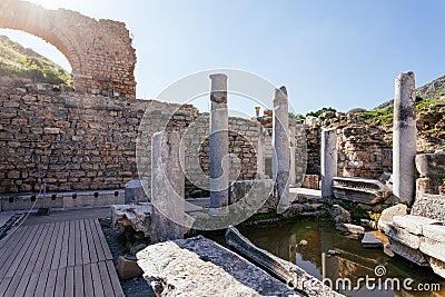 Ruins of bathroom at ancient Ephesus, Turkey Stock Photo