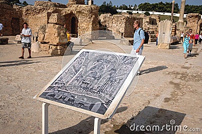 Ruins of Baths of Antoninus, Tunis in Tunisia Editorial Stock Photo