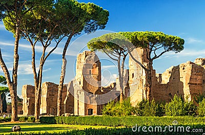 The ruins of the Baths of Caracalla in Rome, Italy Stock Photo