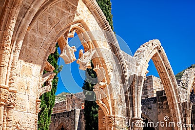 Ruins of Bellapais, gothic abbey near Kyrenia. Kyrenia District, Cyprus Stock Photo