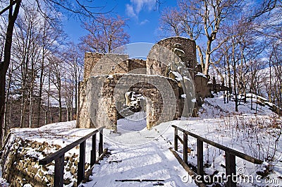 Ruins of Bolczow castle in Poland Stock Photo