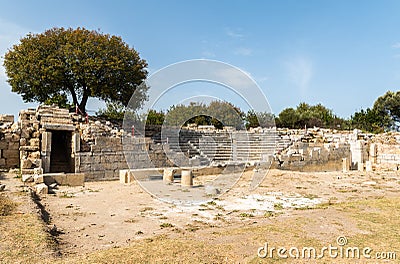 Ruins of the Bouleuterion council house at ancient Greek city Teos in Izmir province of Turkey Stock Photo