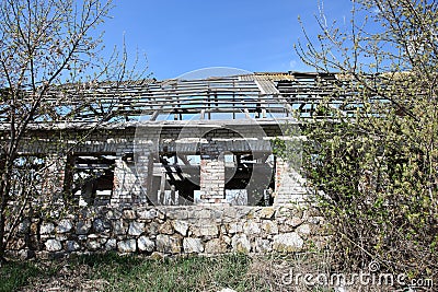 The ruins of a brick building Stock Photo