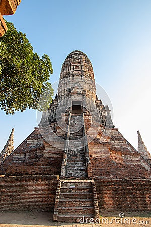 Ruins Buddhist statues, Wat Chaiwatthanaram, Phra Nakhon Si Ayutthaya Province, Thailand Stock Photo