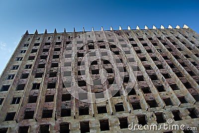 Ruins of a burned building Stock Photo