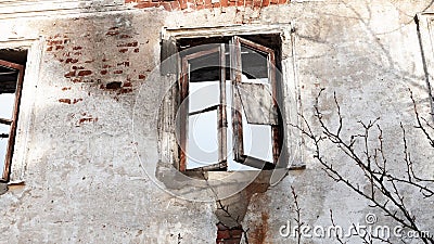 Ruins of a bygone era. Windows in the 19th century estate. Stock Photo