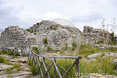Ruins of Calatabarbaro Castle in Segesta Archaeological Park Stock Photo