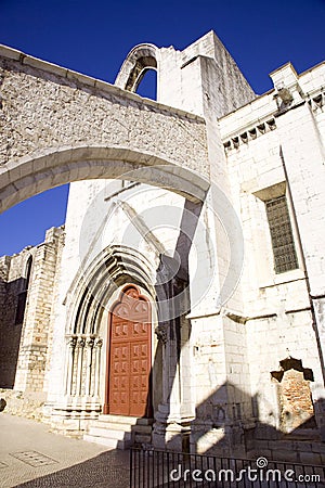 The ruins of the Carmelite monastery Portugal Lisbon earthquake, the Gothic middle ages Stock Photo