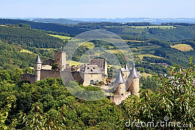 Ruins of Castle Bourscheid, Luxembourg Stock Photo