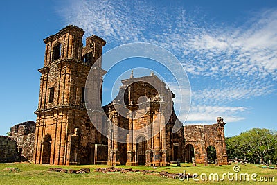 Ruins of Cathedral of Sao Miguel das Missoes Stock Photo