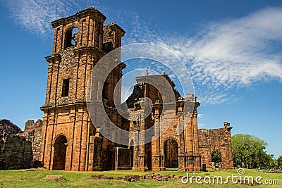 Ruins of Cathedral of Sao Miguel das Missoes Stock Photo