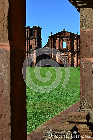 Ruins of Cathedral of SÃ£o Miguel Arcanjo. Stock Photo