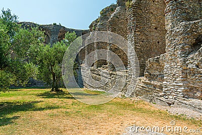 Ruins of Catullo`s Villa at Sirmione, on Lake Garda, Province of Brescia, Lombardy, Italy. Stock Photo