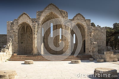 Ruins at the Church of Saint-Marie-du-Bourg Rhodes Stock Photo