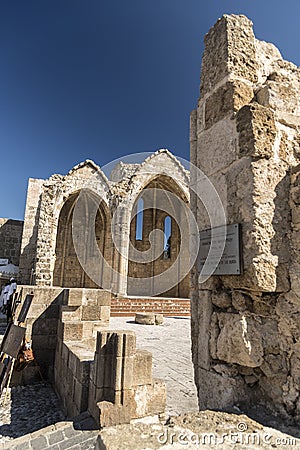 Ruins at the Church of Saint-Marie-du-Bourg Rhodes Editorial Stock Photo