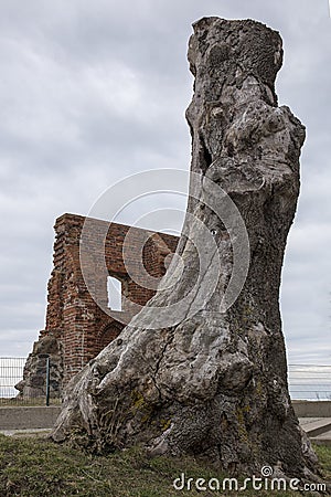 Ruins of the church in Trzesacz, Baltic Coast Stock Photo