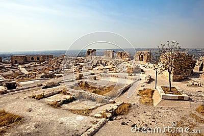 Ruins of Citadel Aleppo Stock Photo