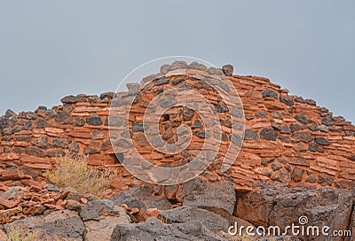 Ruins of the Citadel is a lava capped mesa village. One of the Ancient American Culture sites at Wupatki National Monument, Arizon Stock Photo