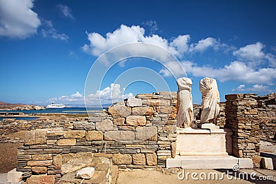 Ruins of Cleopatra House in Delos, Greece Stock Photo