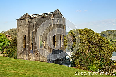 The old Cornish pumphouse in Waihi, New Zealand Stock Photo