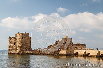 Ruins of the crusaders castle in Sidon & x28;Saida& x29; Stock Photo