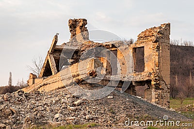 The ruins of the destroyed building Stock Photo