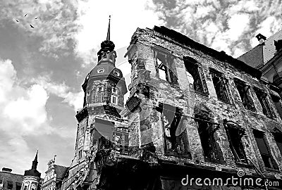 Ruins of Dresden. Stock Photo