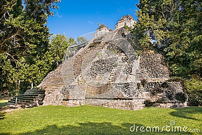 Ruins of the palace in ancient Mayan city of Dzibanche, Mexico Editorial Stock Photo