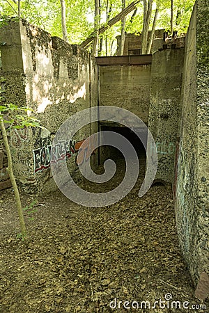 Ruins of electrical station on Hockanum River in Manchester, Connecticut. Stock Photo