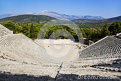 Ruins of Epidaurus amphitheater, Greece Stock Photo