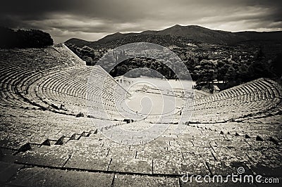 Ruins of epidaurus theater, peloponnese, greece Stock Photo