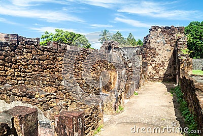 Ruins of former penal colony at Ile Royale Stock Photo