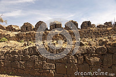 Ruins of fort Gavilgad at Chikhaldara Maharashtra Editorial Stock Photo