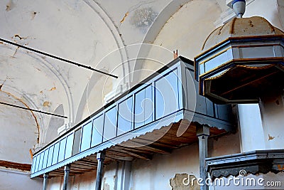 Ruins. Fortified medieval saxon evangelic church in the village Felmer, Felmern, Transylvania, Romania. Stock Photo