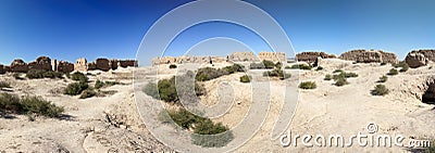 Ruins of fortress Ayaz Kala `Ice fortress`- ancient Khorezm, in the Kyzylkum desert in Uzbekistan Stock Photo