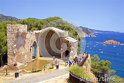 Ruins of the fortress in Tossa de Mar, Spain Editorial Stock Photo