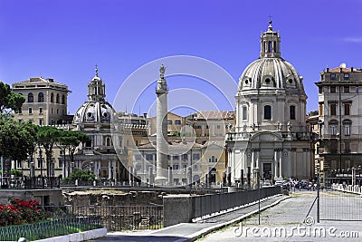 Ruins of a forum of Trajan, Rome Stock Photo