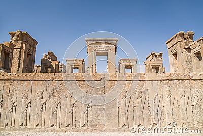 Ruins gate and mural of Persepolis in Shiraz, Iran Stock Photo