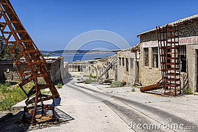Ruins on the Goli otok prison in Croatia Stock Photo