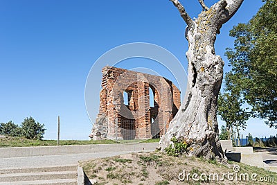 Ruins of gothic church from 14/15th century located in Trzesacz near the Baltic Sea. Stock Photo
