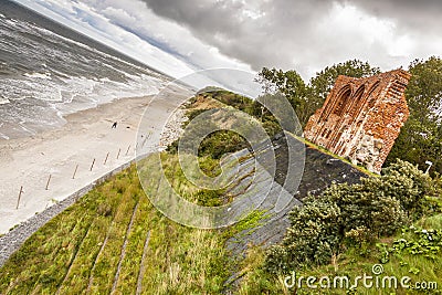 Ruins of gothic church in Trzesacz - Poland. Stock Photo